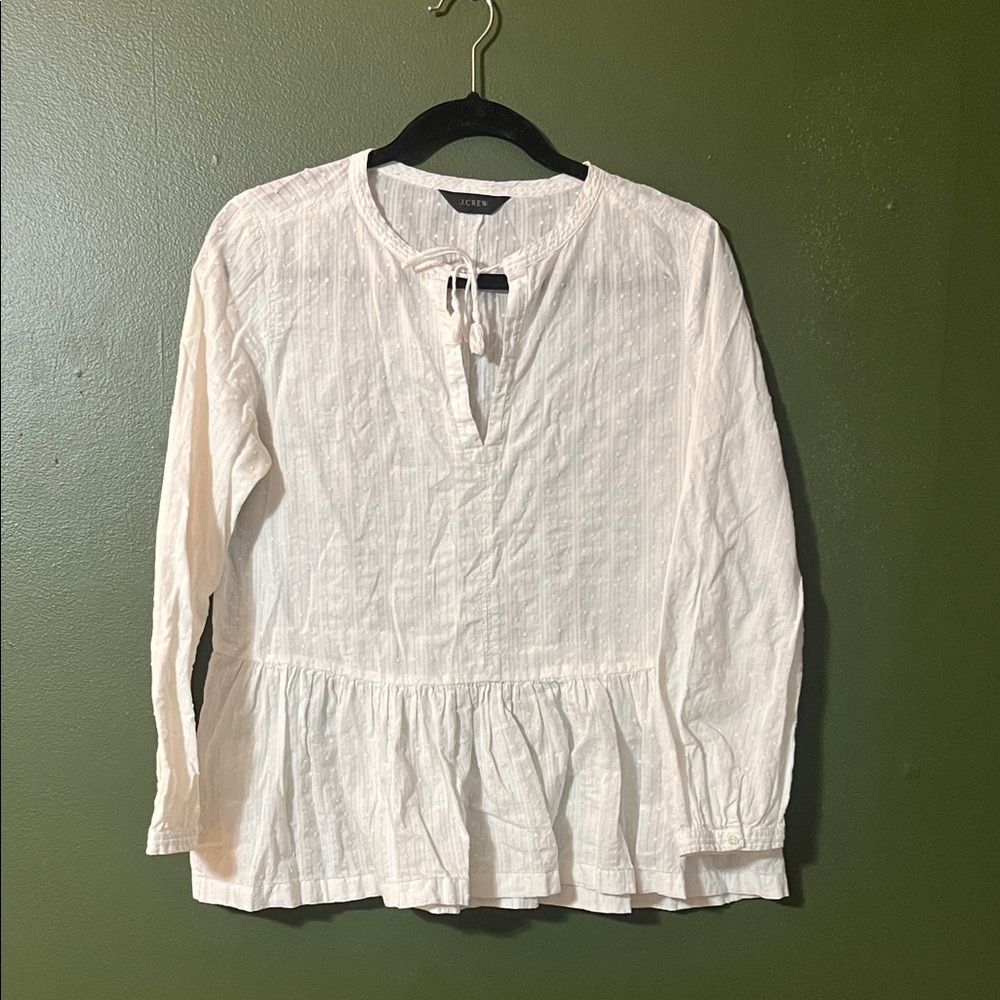 J. Crew White Peplum Blouse